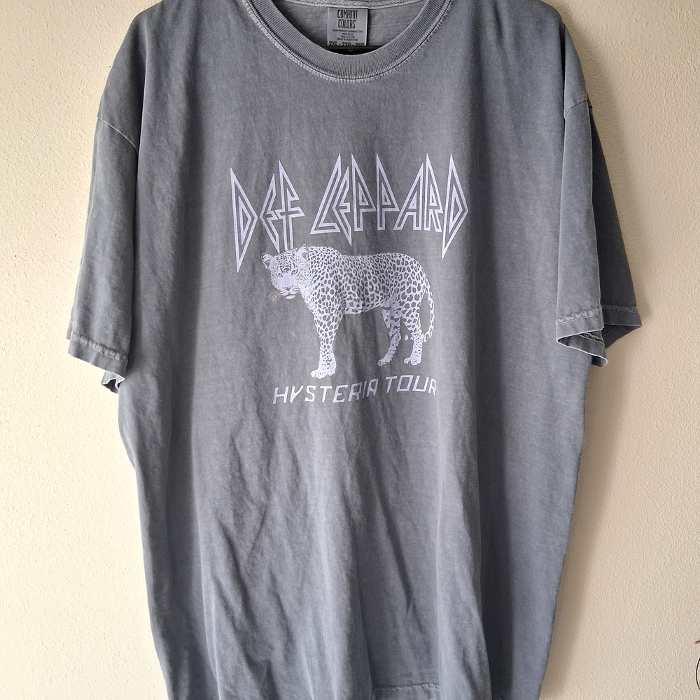 Def Leppard Hysteria Tour Gray T-Shirt Double Sided